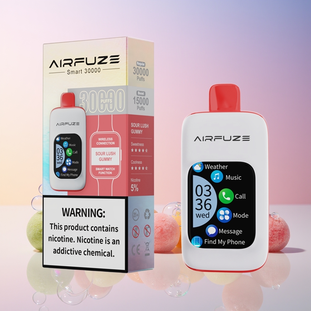 Finland tukku AirFuze Smart 30000 Puffs Disposable Pod 900mAh Akku 5% Nikotiinia Hapanrehevä karamelli