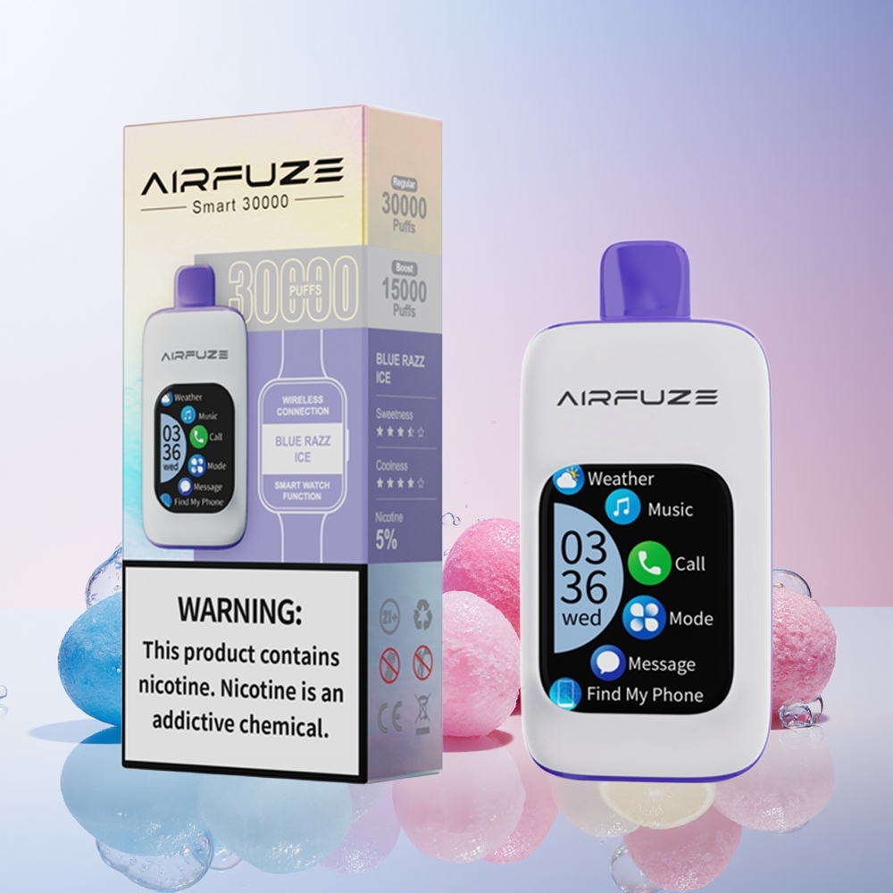 Finland tukku AirFuze Smart 30000 Puffs Disposable Pod 900mAh akku 5% nikotiinia Sininen Razz -jäätelö