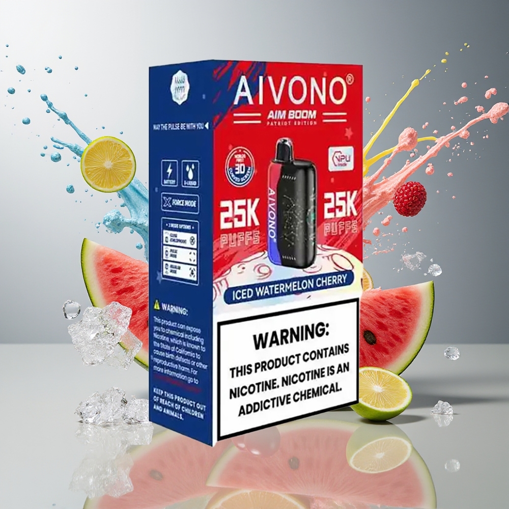 Finland tukku Aivono AIM BOOM 25000 Puffs 28ml Nestemäistä 650mAh Akku Jäävesimeloni-kirsikka