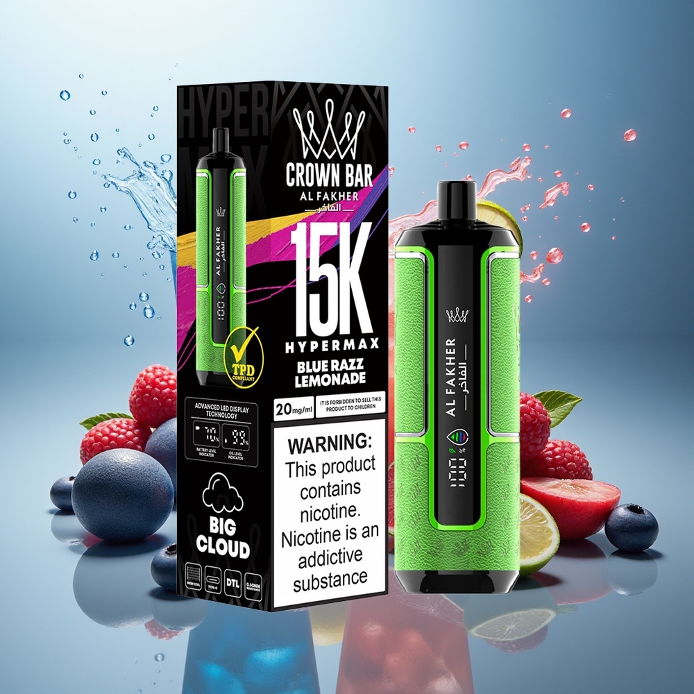 Al Fakher Crown Bar 15K Hypermax Finland tukku 22ml Nestemäistä & 15000 Tupahdusta Kertakäyttöinen vape Kit