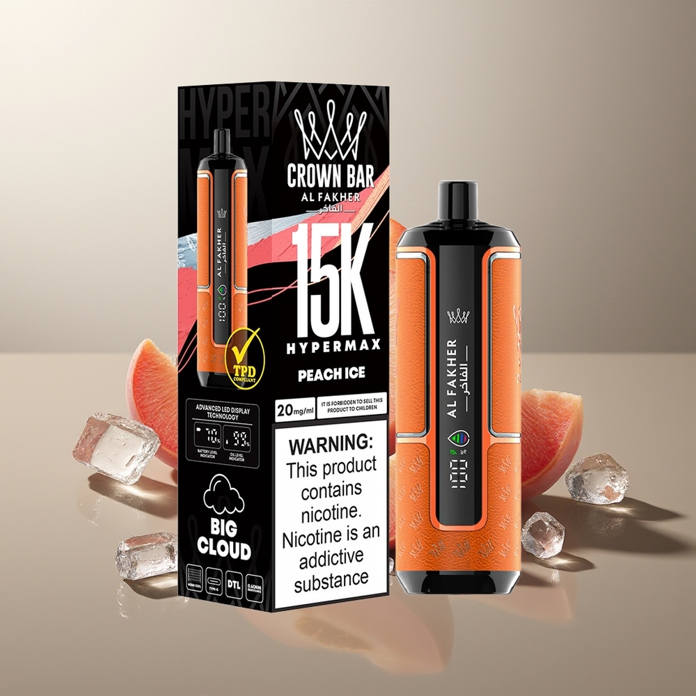 Al Fakher Crown Bar 15K Hypermax Finland tukku - 22ml nestekapasiteetti, 15 000 savukertaa, Type-C-lataus