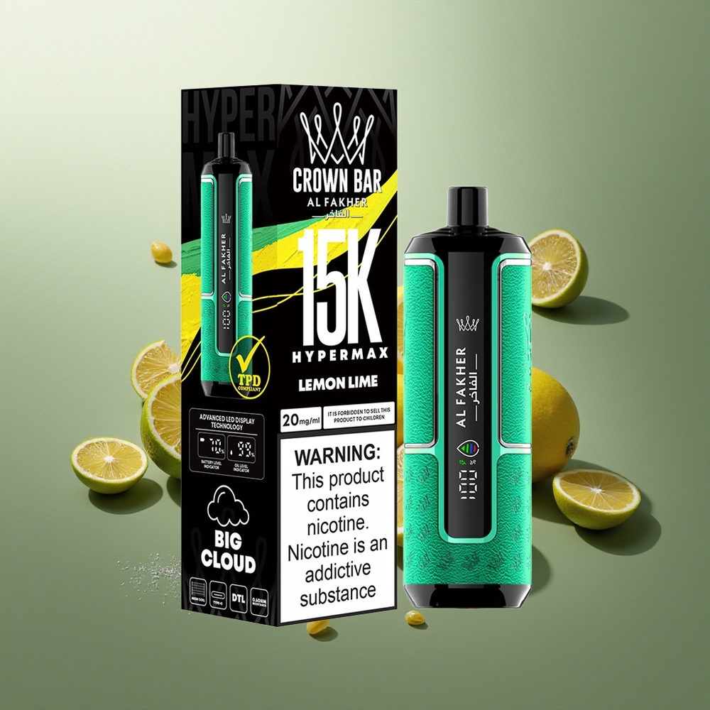 Al Fakher Crown Bar Finland tukku 15K Hypermax 22ml 600mAh Ladattava Puffs