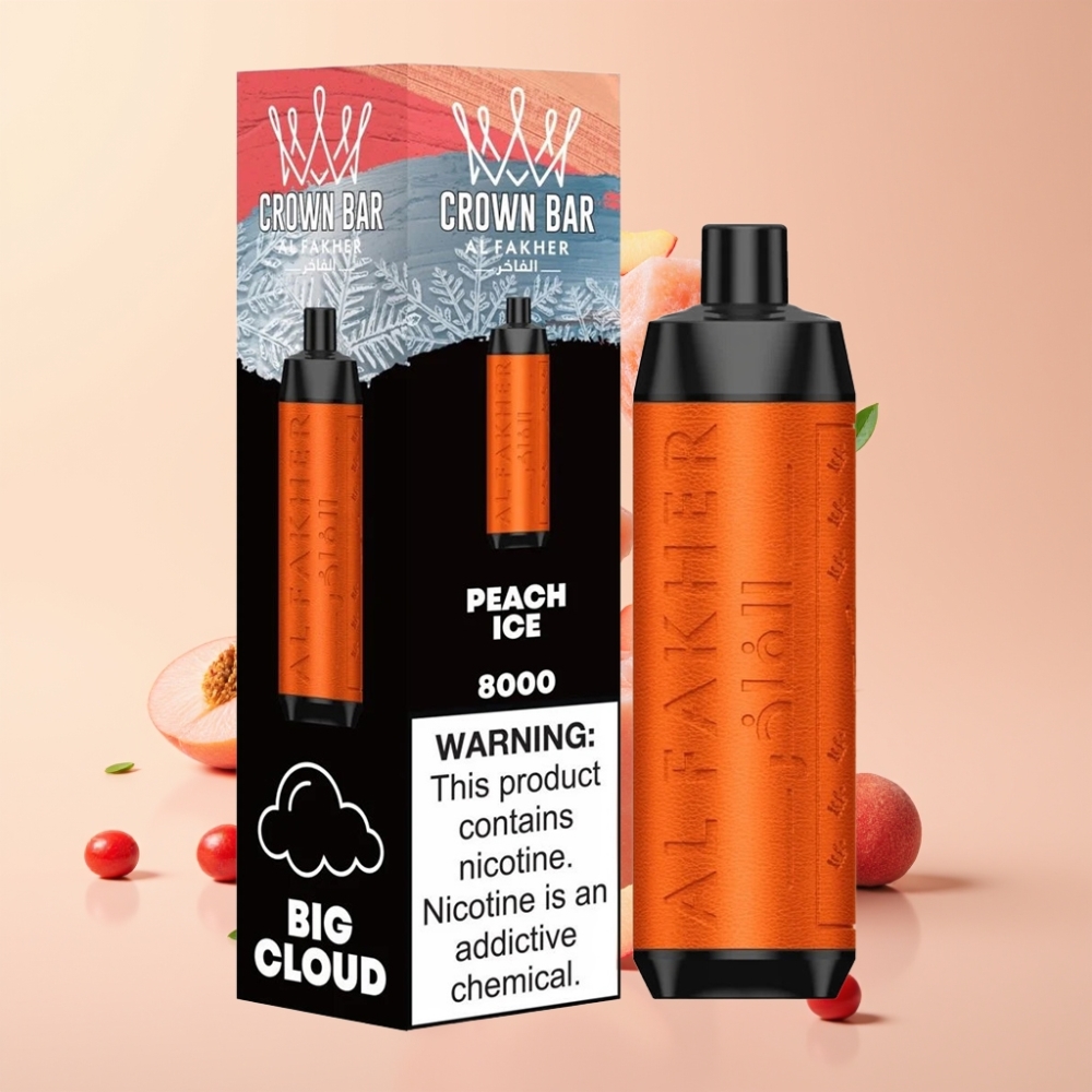 Al Fakher Crown Bar 8000 Crystal Kertakäyttöinen Vape - Finland tukku - 18ml nestemäistä nikotiinia, 8000 puffsia, USB Type-C -laturi