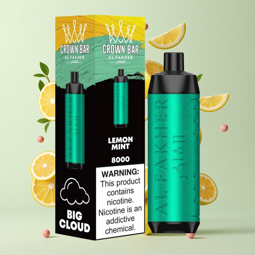 Finland tukku Al Fakher Crown Bar 8000 Crystal - 18ml Nestemäistä - 8000 Hengitystä - USB Type-C Lataus