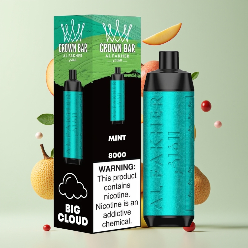 Finland tukku Al Fakher Crown Bar 8000 Crystal Kertakäyttöinen Vape - 18ml nestemäistä nikotiinia, jopa 8000 savuketta