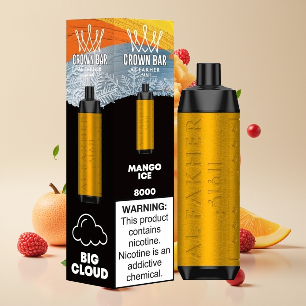 Finland tukku Al Fakher Crown Bar 8000 Crystal Kertakäyttöinen Vape – 18ml nestemäärä, 8000 puhallusta
