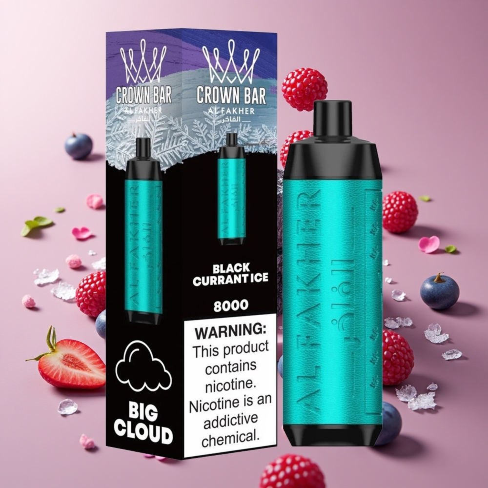 Finland tukku Al Fakher Crown Bar 8000 Crystal Kertakäyttöinen Vape – 8000 Puffs – 5mg Nikotiinia – 18ml Nestemäistä