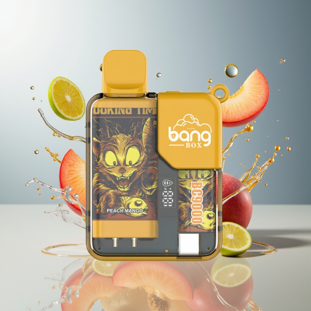 Finland tukku Bang Box 9000 Puffs 14ml nestemäärä 650 mAh akku Persikka-mango