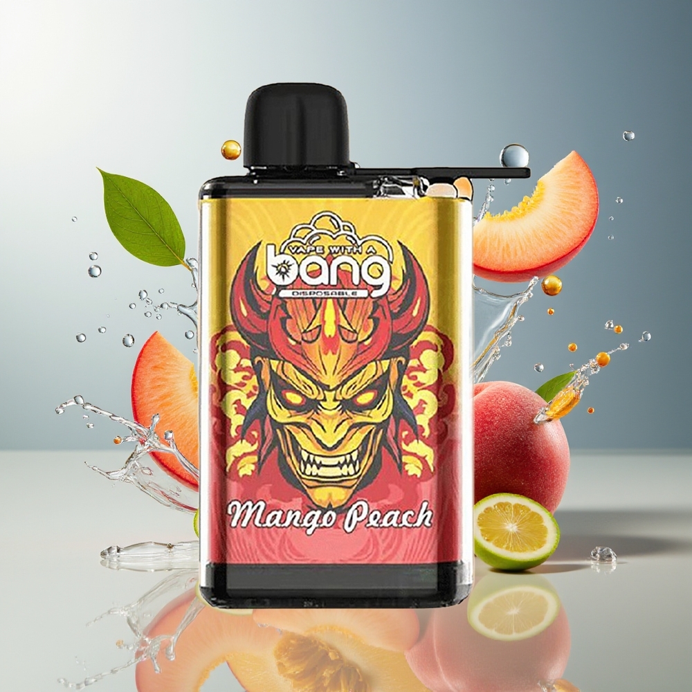 Finland tukku Bang 28000 Puffs Kertakäyttöinen Vape 30ml nestemäinen 0%, 2%, 3%, 5% nikotiinia Mango-persikka