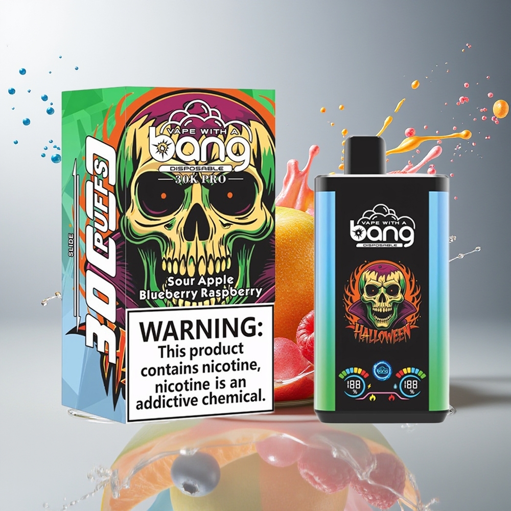 Finland tukku Bang 30K Pro 30000 Puffs 36ml nestemäärä 550mAh akku Hapan omena ja mustikka-vadelma