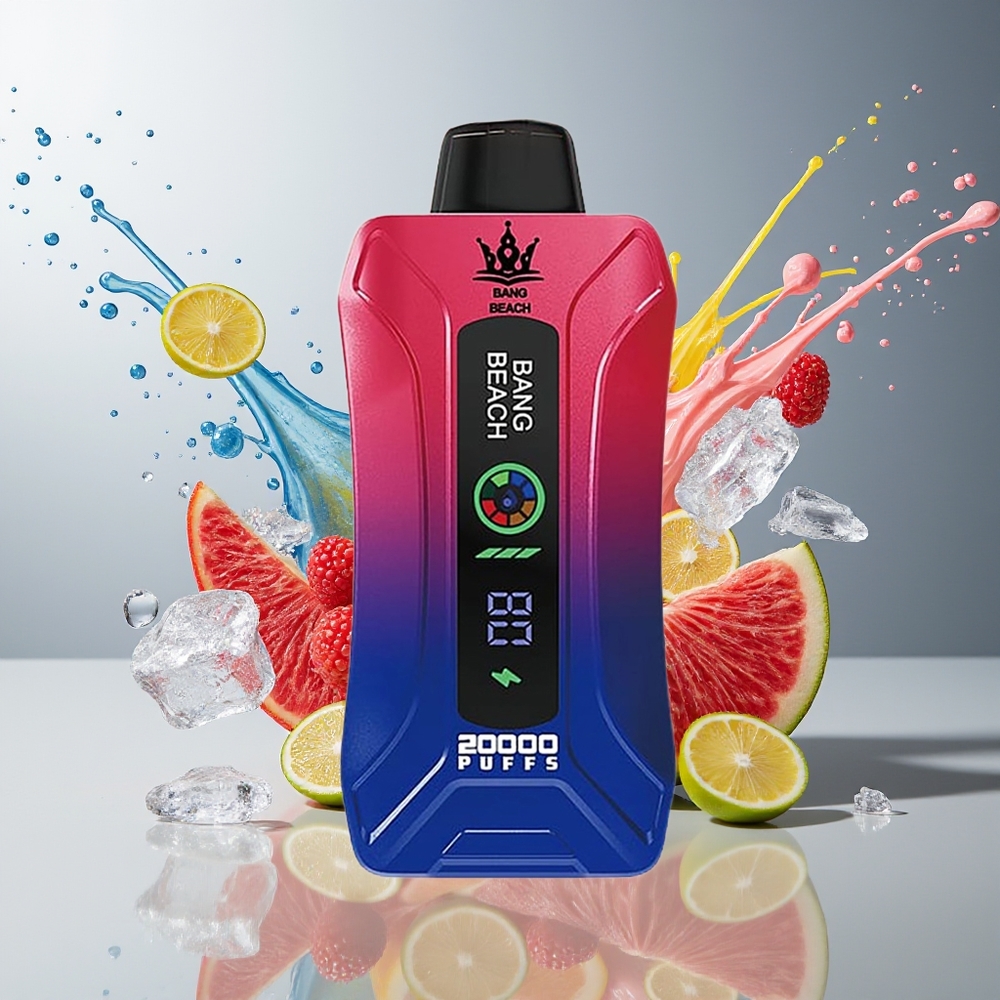 Finland tukku Bang Beach Smart Screen 20000 Puffs 35ml Älykäs Näyttö Kolmenmarjajäätelö