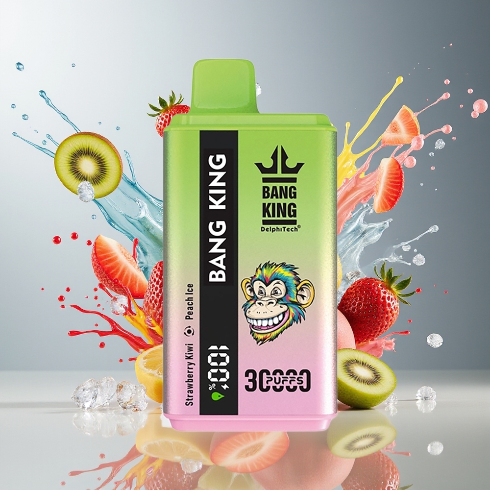 Finland tukku Bang King 30000 Puffs Kertakäyttöinen Vape 36ml nestemäärä 550mAh akku Mansikka-kiivi Persikkajäätelö