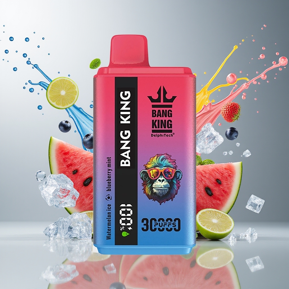 Finland tukku Bang King 30000 Puffs Kertakäyttöinen Vape 36ml nestemäärä 550mAh akku Vesimelonijäätelö Mustikka-minttu