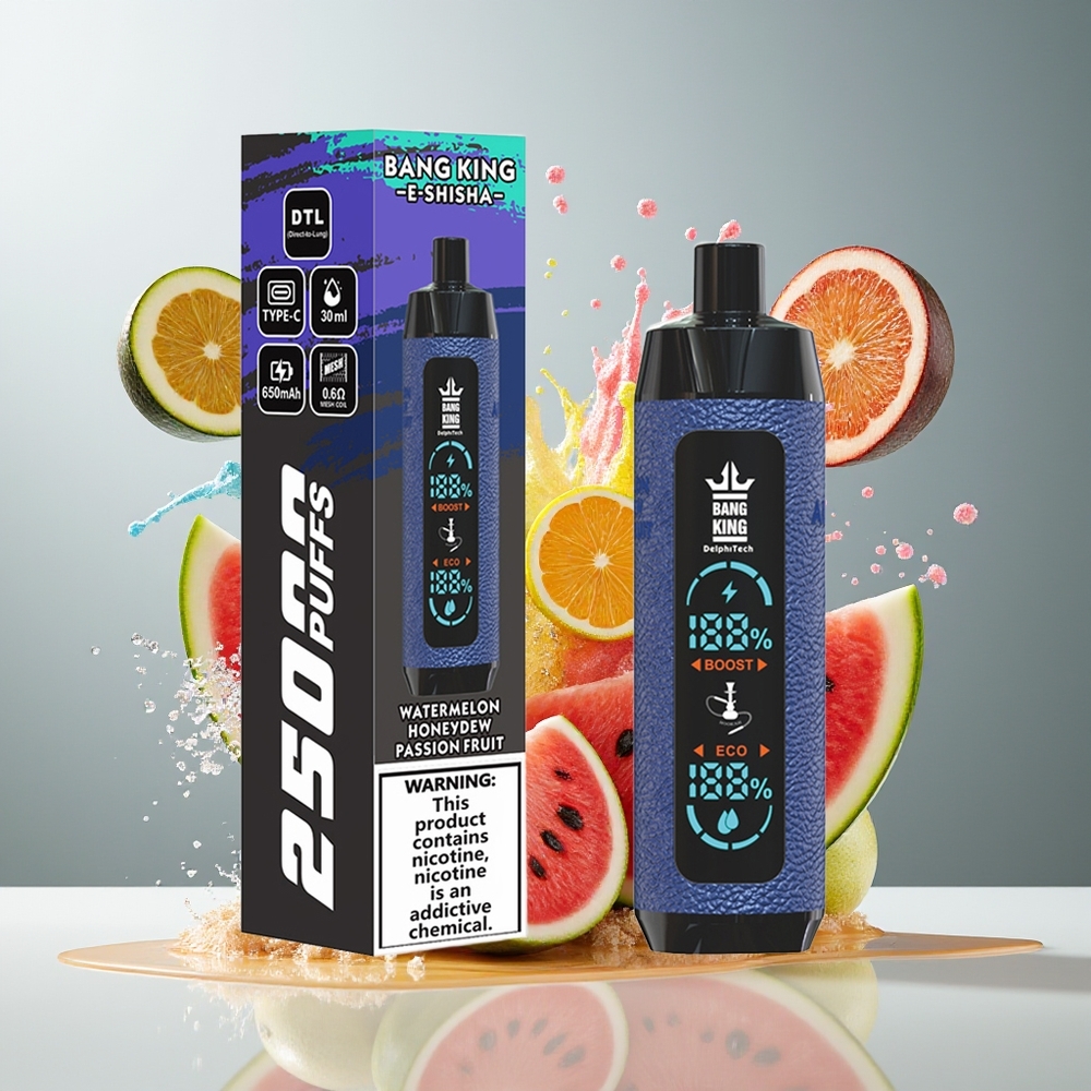 Finland tukku Bang King Shisha 25000 Puffia 30ml nestemäärä Type-C lataus Vesimeloni Hunajameloni Passionhedelmä