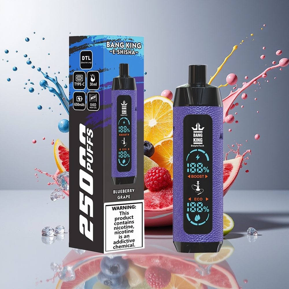 Finland tukku Bang King Shisha 25000 Puffia 30ml nestemäärä Type-C latausportti