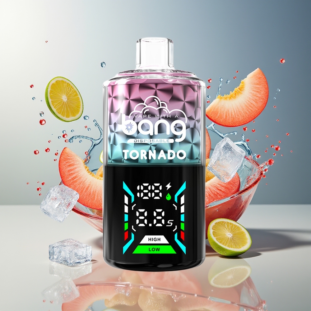 Finland tukku Bang Tornado 40000 Puffs Kertakäyttöinen Vape 40ml nestemäinen 850mAh akku Persikkajäätelö