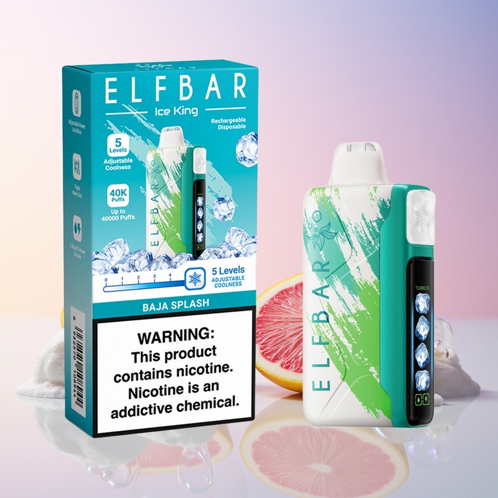 Finland tukku Elf Bar Ice King 40000 Puffs 20ml Esitäytetty E-Neste 5% Nikotiinia Ladattava 850mAh Akku Baja Splash