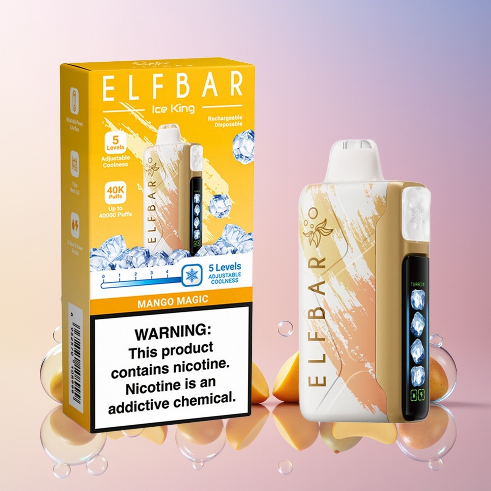 Finland tukku Elf Bar Ice King 40000 Puffs 20ml Esitäytetty E-Neste 5% Nikotiinia Ladattava 850mAh Akku Mangotaikuutta