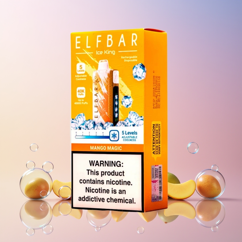 Finland tukku Elf Bar Ice King 40000 Puffs 20ml Esitäytetty E-Neste 5% Nikotiinia Ladattava 850mAh Akku Mangotaikuutta