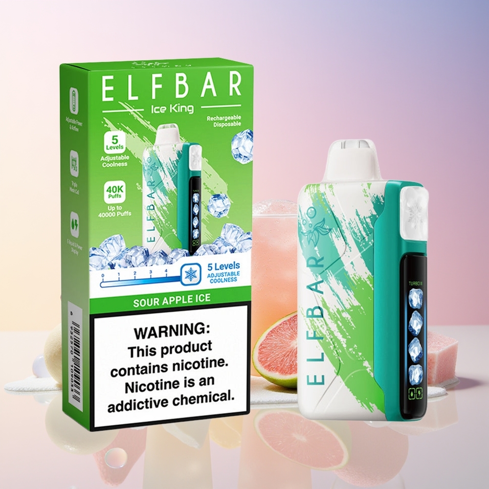 Finland tukku Elf Bar Ice King 40000 Puffs Disposable Vape 20ml Esitäytetty E-Neste 5% Nikotiinia Ladattava 850mAh Akku Hapanomenajäätelö