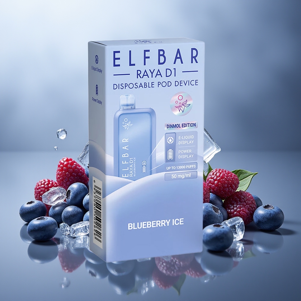 Elf Bar Raya D1 Finland tukku 13000 Puffs 18ml Kapasiteetti Kertakäyttöinen vape Mustikkajäätelö