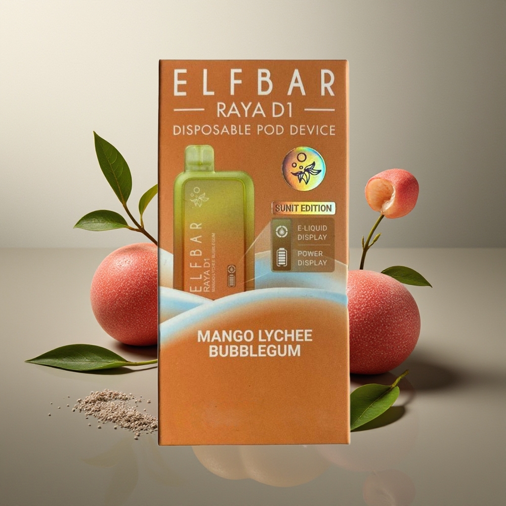Elf Bar Raya D1 Finland tukku 13000 Puffs 18ml kapasiteetti Kertakäyttöinen vape Mango-litsipurukumi
