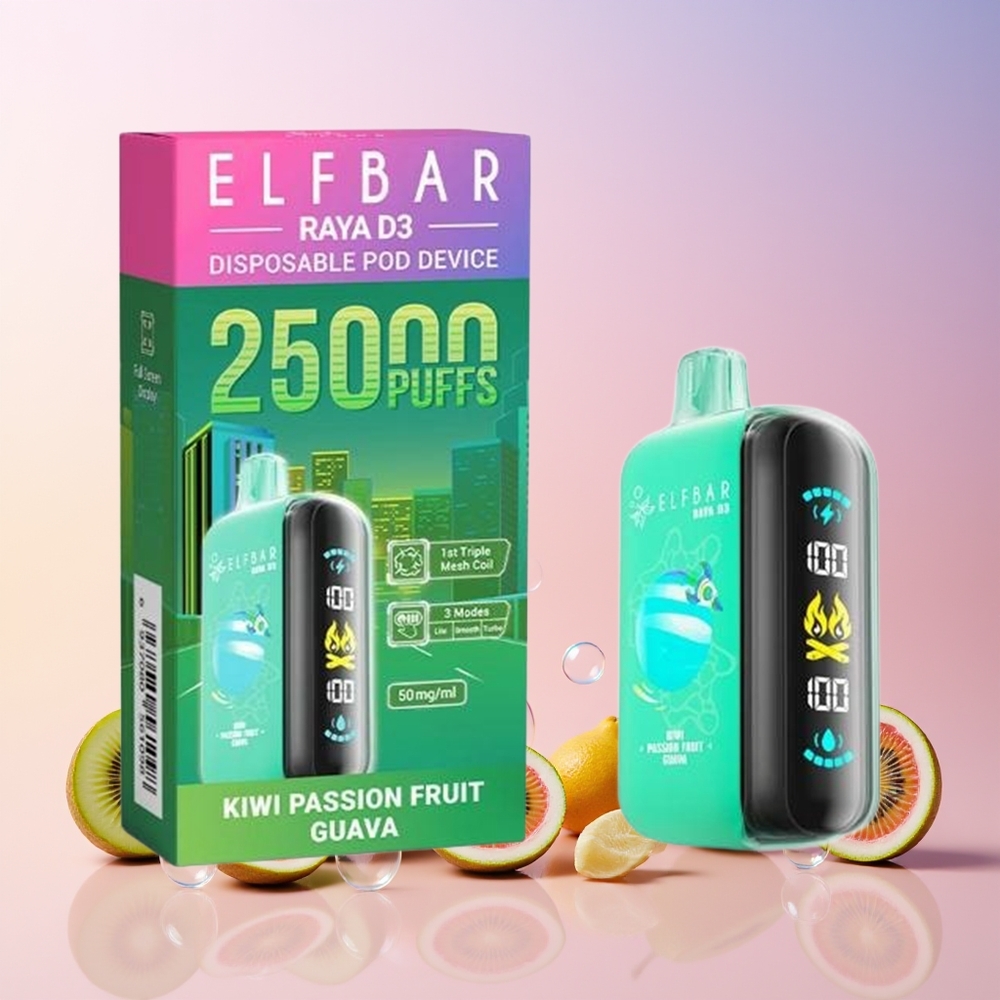 ELF BAR RAYA D3 Finland tukku 25000 Puffs 23ml esitäytetty 5% nikotiinia Kiivi-passionhedelmä-guava