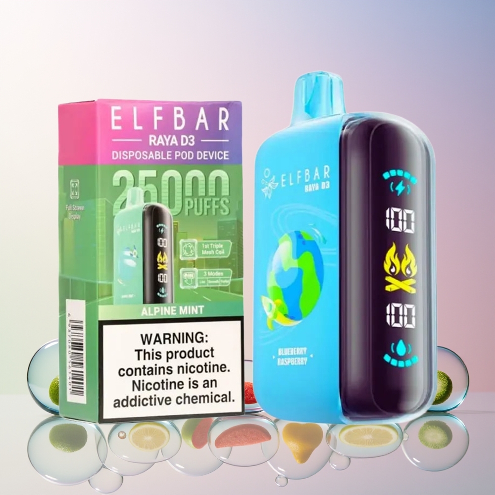 ELF BAR RAYA D3 Finland tukku 25000 tupakkaa 23ml esitäytetty Alppiminttu