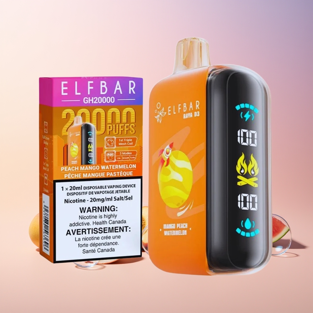 ELF BAR RAYA D3 Finland tukku 25000 tupakkaa 23ml esitäytetty Mango-persikka-vesimeloni