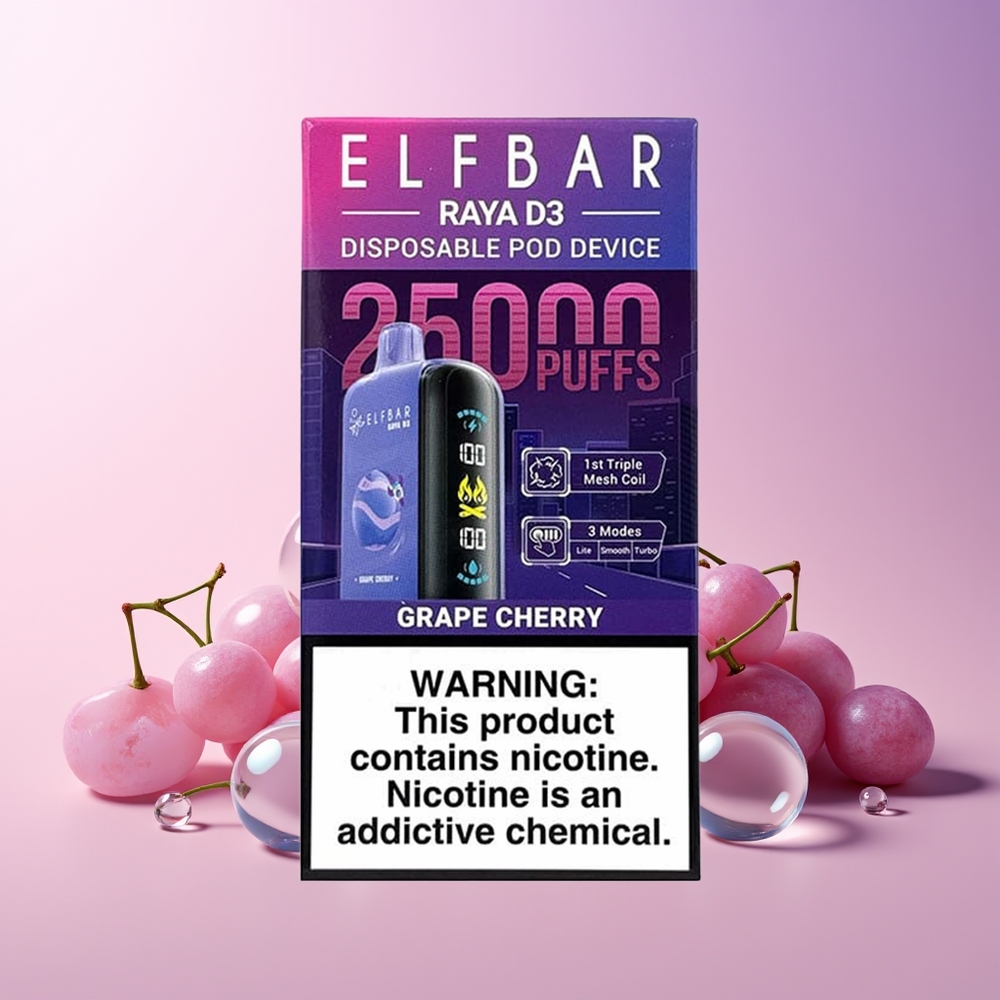 ELF BAR RAYA D3 Finland tukku 25000 tupakkaa 23ml esitäytetty Viinirypäle-kirsikka