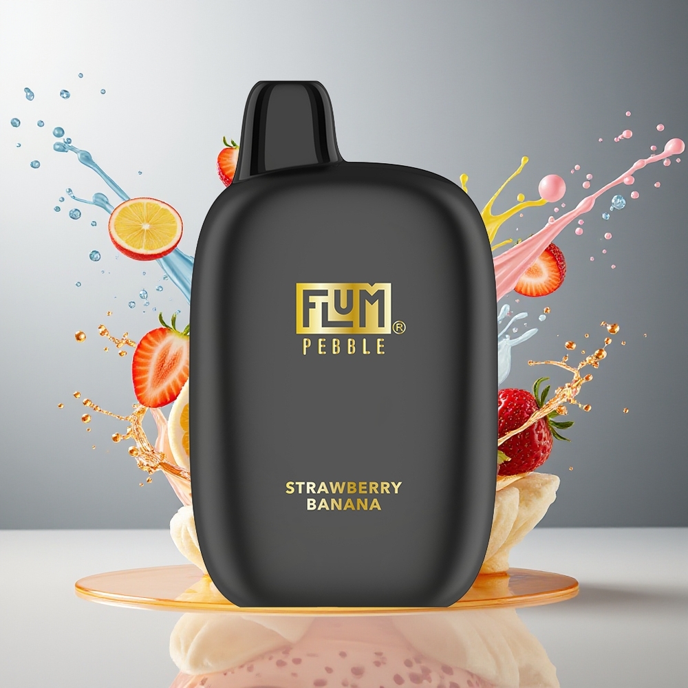 Finland tukku Flum Pebble 6000 - 6000 savutusta, 10ml nestemäärä, Type-C Laturi Mansikka-banaani