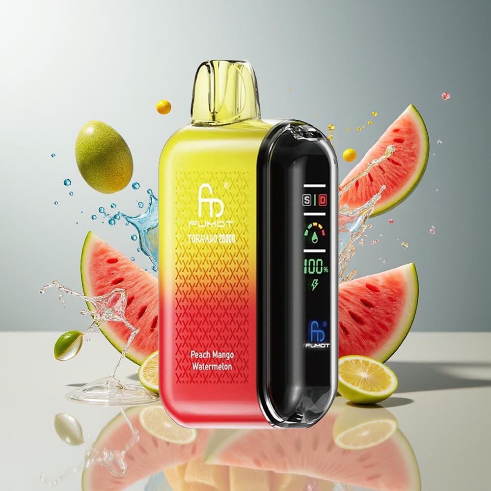 Finland tukku Fumot Tornado 20000 Puffia 20ml Nestemäistä 850mAh Akku Persikka-Mango-Vesimeloni