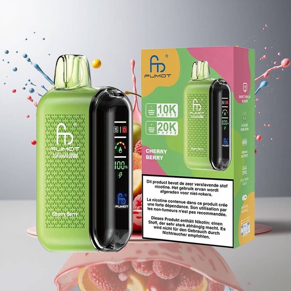 Finland tukku Fumot Tornado 20000 Puffs 850mAh Ladattava Akku 20ml Nestekapasiteetti