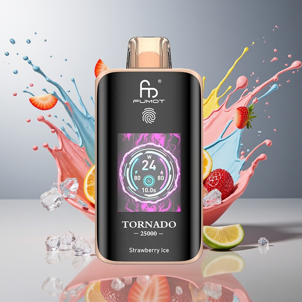 Finland tukku Fumot Tornado 25000 Puffs 700mAh Ladattava Akku 20ml Esitäytetty Neste Mansikkajäätelö
