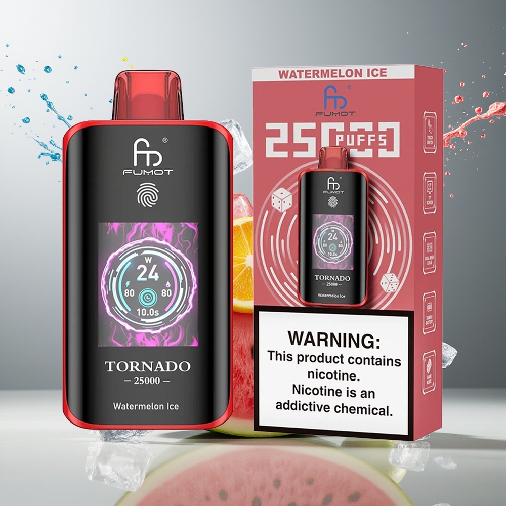 Finland tukku Fumot Tornado 25000 Puffs 700mAh Ladattava Akku 20ml Esitäytetty Neste Vesimelonijäätelö