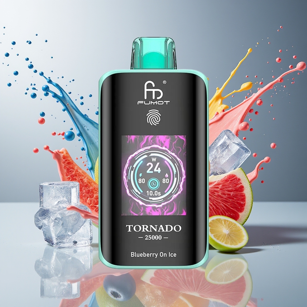 Finland tukku Fumot Tornado 25000 Puffs 700mAh Ladattava Akku 20ml Esitäytetty Nestee Mustikkajäällä
