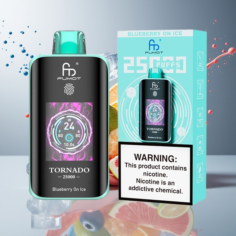 Finland tukku Fumot Tornado 25000 Puffs 700mAh Ladattava Akku 20ml Esitäytetty Nestee Mustikkajäällä
