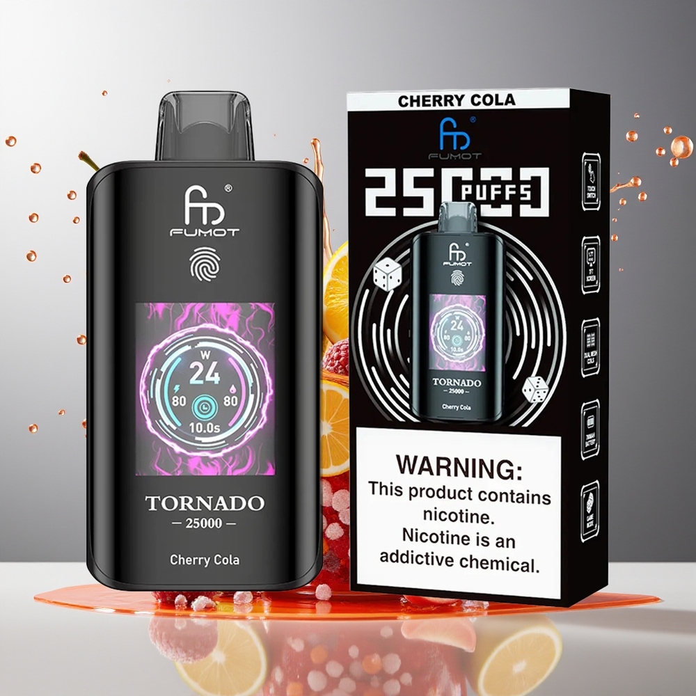 Finland tukku Fumot Tornado 25000 Puffs HD-näyttö 20ml esitäytetty neste Kirsikkakola