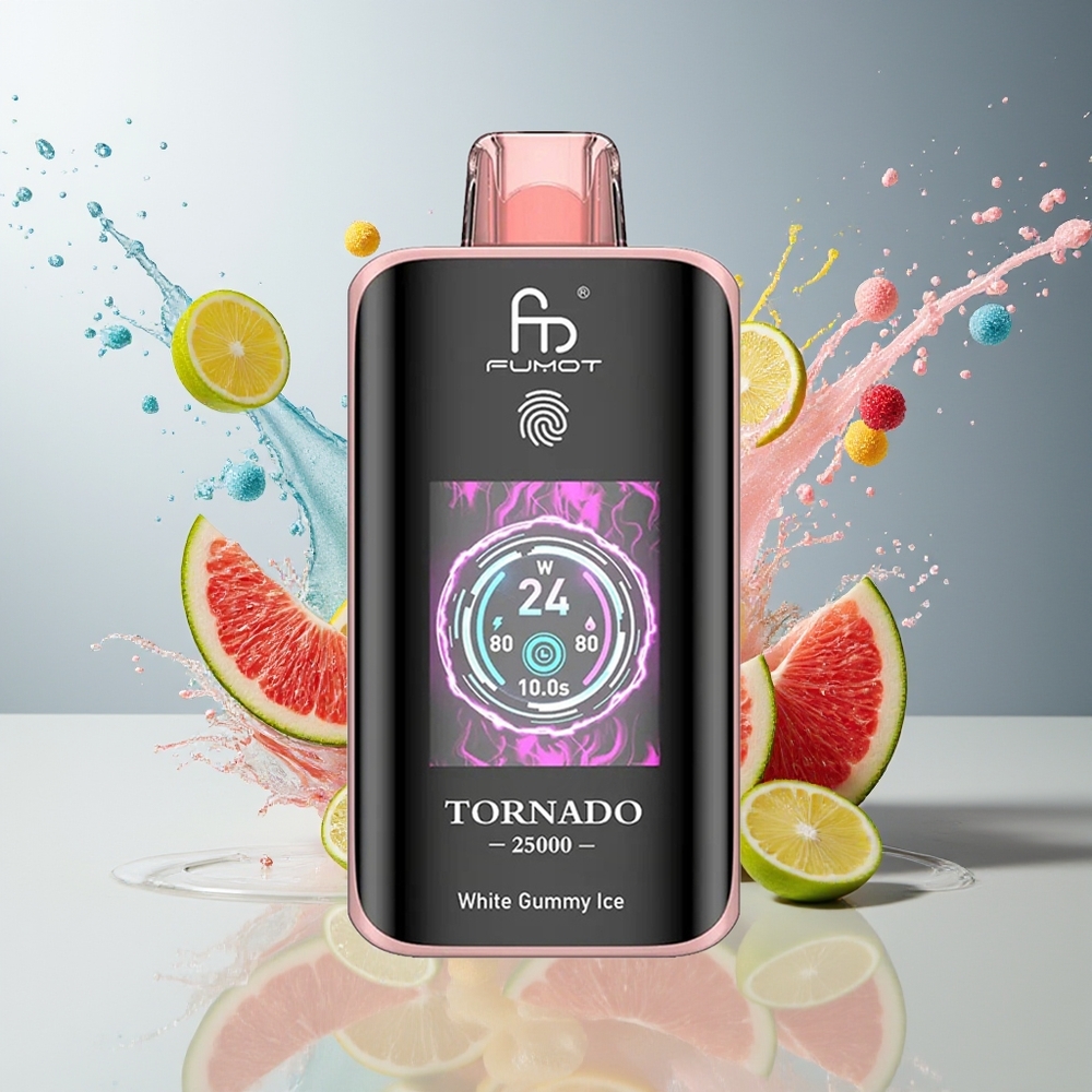 Finland tukku Fumot Tornado 25000 Puffs HD-näyttö 20ml esitäytetty neste Valkoinen nallekarkki