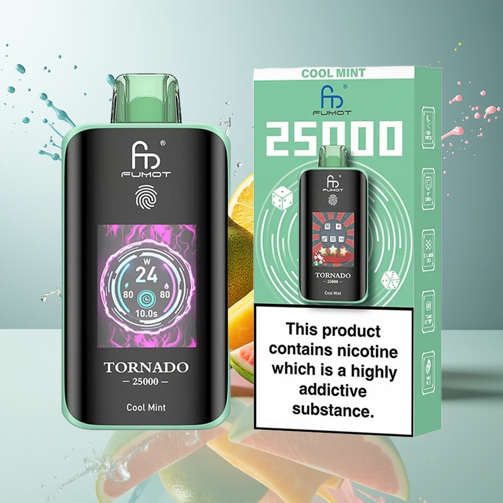 Finland tukku Fumot Tornado 25000 Puffs HD-näyttö 700mAh ladattava akku 20ml esitäytetty nestemä