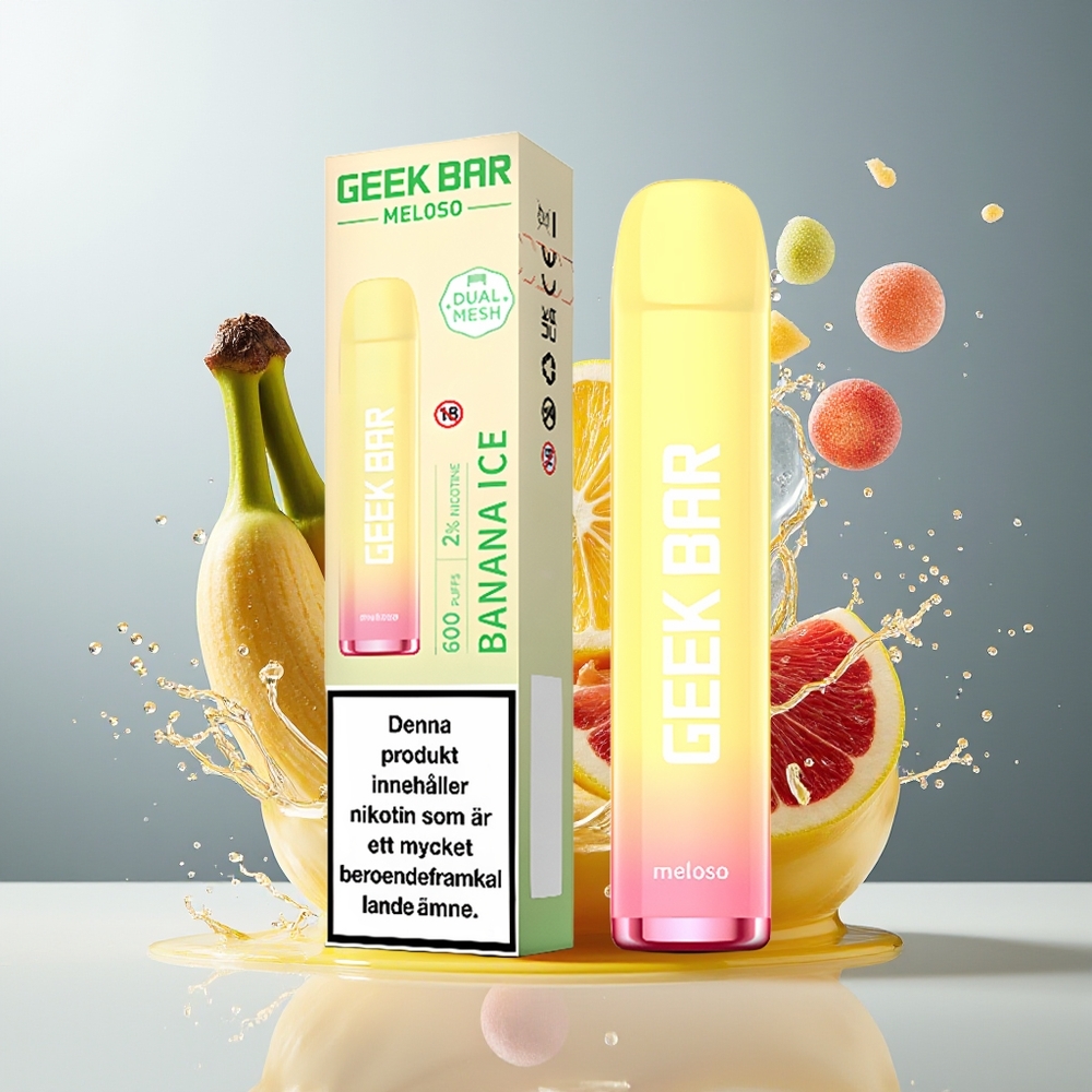 Finland tukku GEEK BAR Meloso 600 Puffs 2ml 20mg Nikotiinia Banaanijäätelö