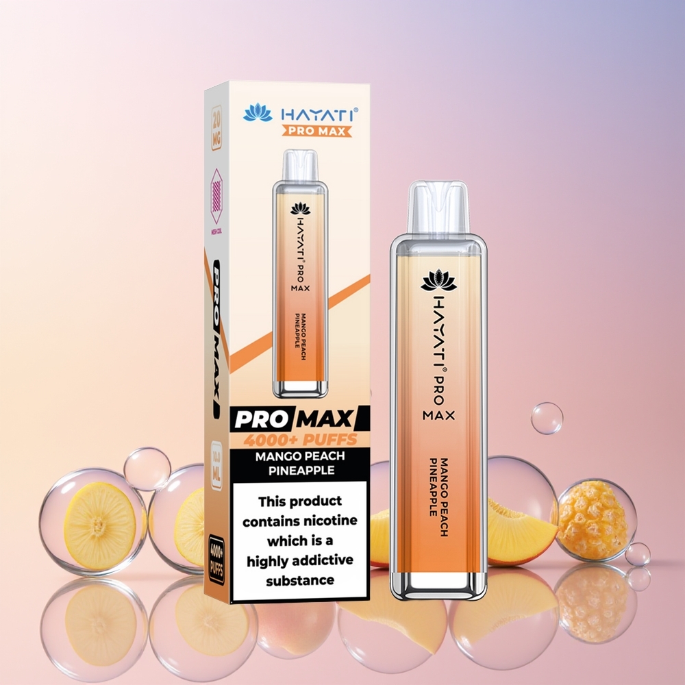 Finland tukku Hayati Pro Max 4000 Puffs Disposable Vape - 4000 savutusta, 1400mAh akku Mango-persikka-ananas