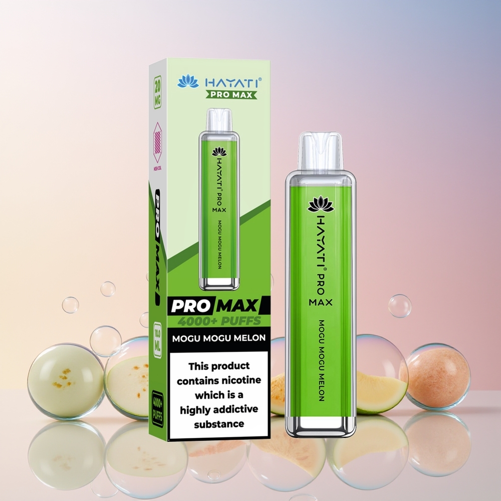 Finland tukku Hayati Pro Max 4000 Puffs Disposable Vape – 4000 savutusta, 1400mAh akku Mogu Mogu -meloni
