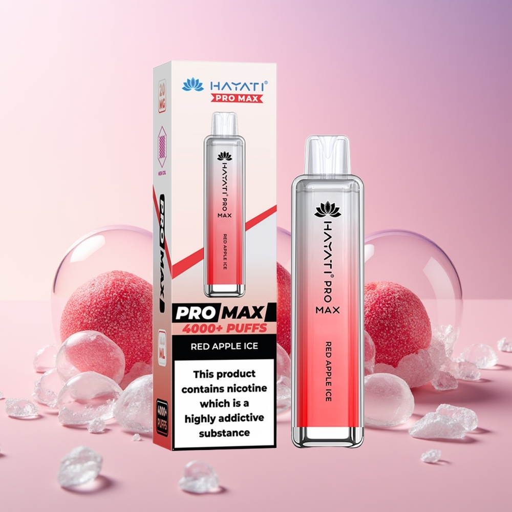 Finland tukku Hayati Pro Max 4000 Puffs Disposable Vape - 4000 savutusta, 1400mAh akku Punainen omenajäätelö
