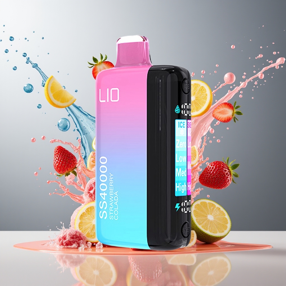 Finland tukku IJOY LIO SS40000 Kertakäyttöinen Vape - 40000 savutusta, 22ML esitäytetty nestemäärä, TYPE-C-lataus Mansikka-Colada
