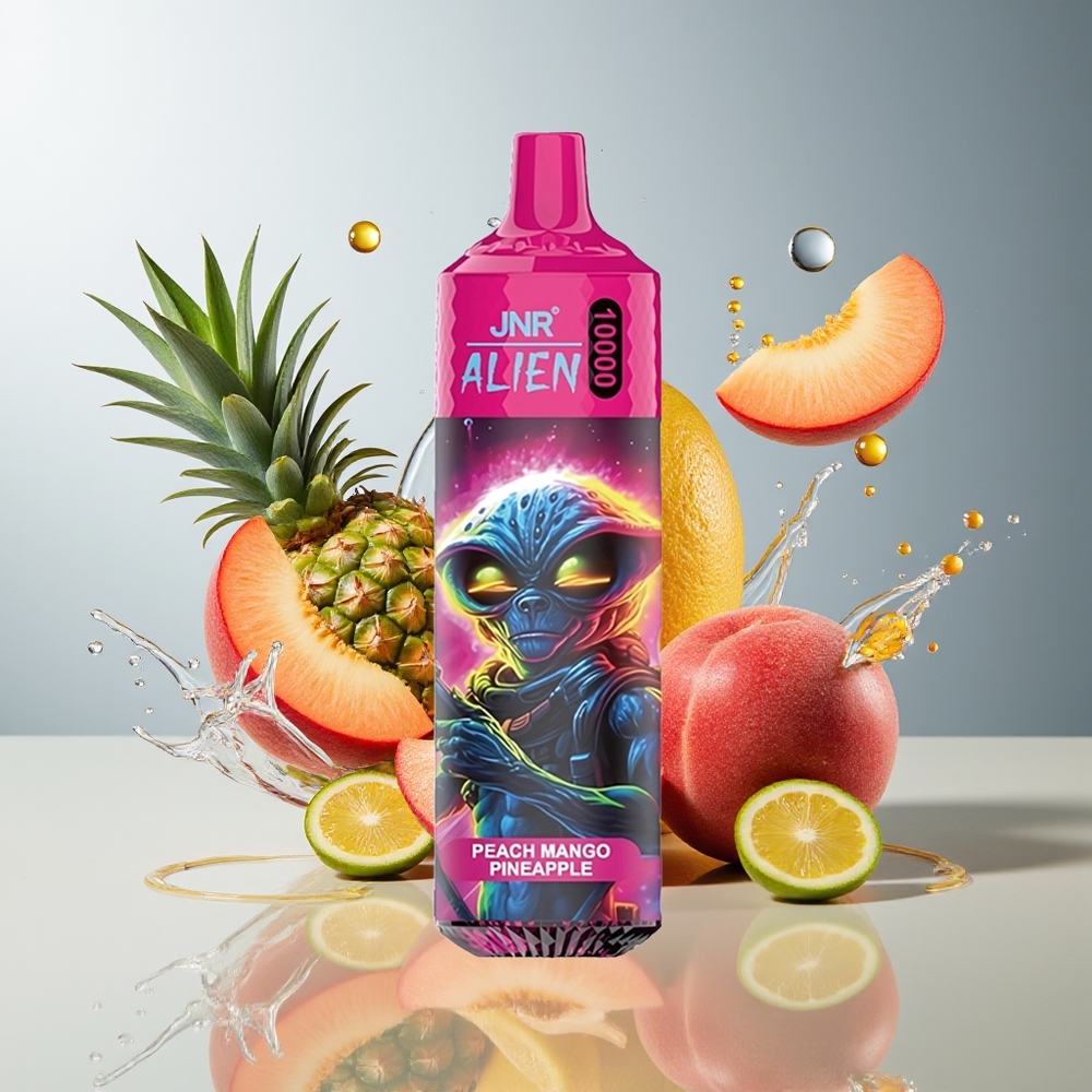 Finland tukku JNR Alien 10000 Puffs 850mAh Akku 20ml Nestemäki Persikka-mango-ananasomena