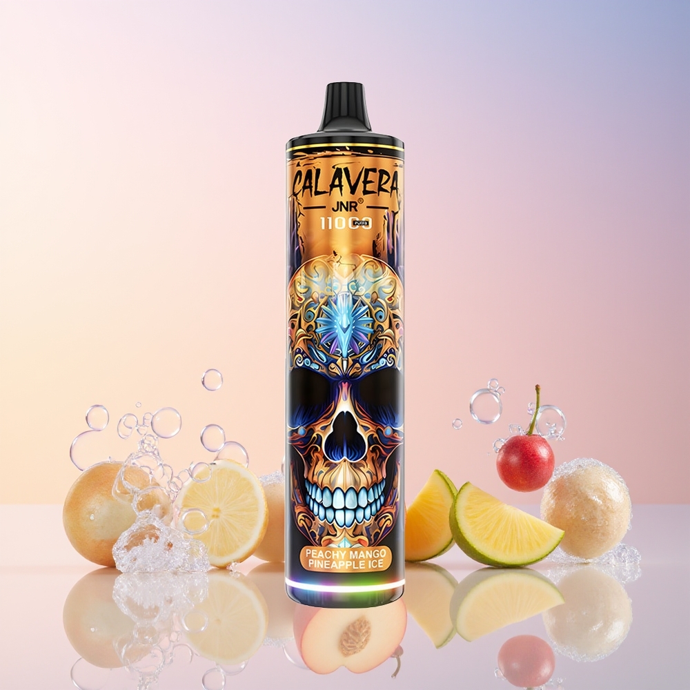 Finland tukku JNR Calavera 11000 Puffs Disposable Vape – 21ml Nestemäistä – 850 mAh Akku Persikka-mango-ananasjäätelö