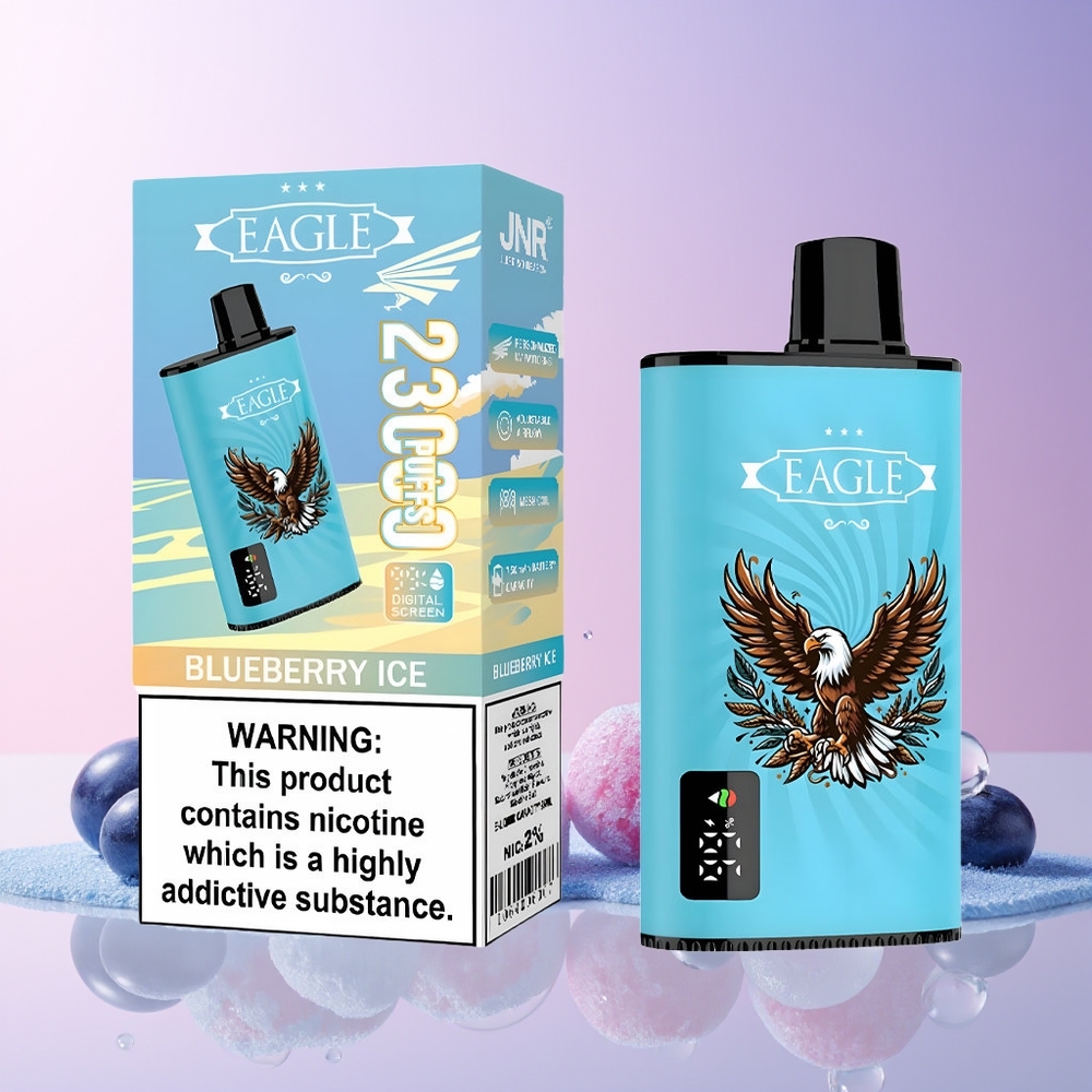 Finland tukku JNR EAGLE Smart 23000 Puffs Disposable Vape – Digitaalinäyttö, 25ml Nestemäistä Mustikkajäätelö