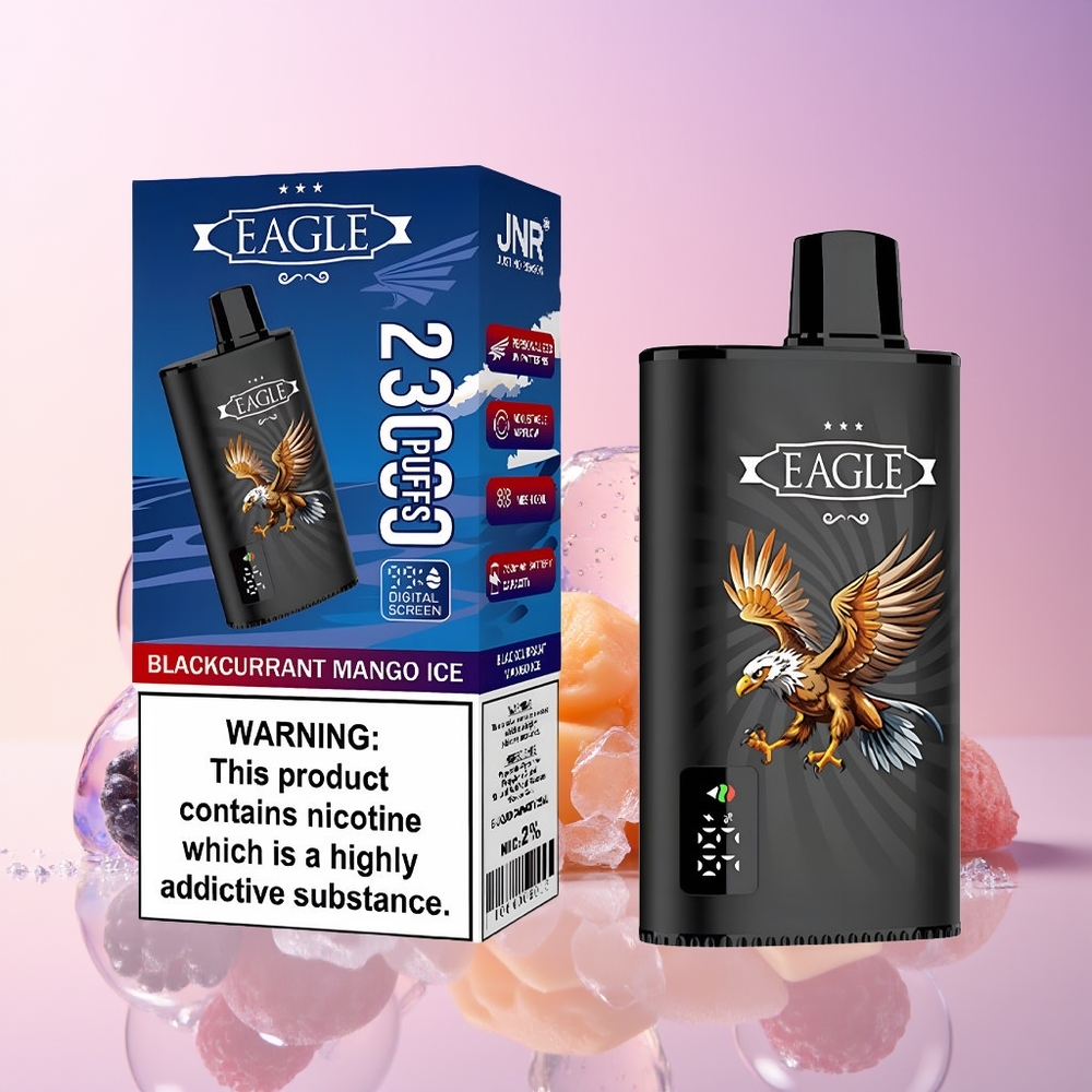 Finland tukku JNR EAGLE Smart 23000 Puffs Disposable Vape – Digitaalinäyttö, 25ml nestemäistä Mustaherukka-mangojäätelö