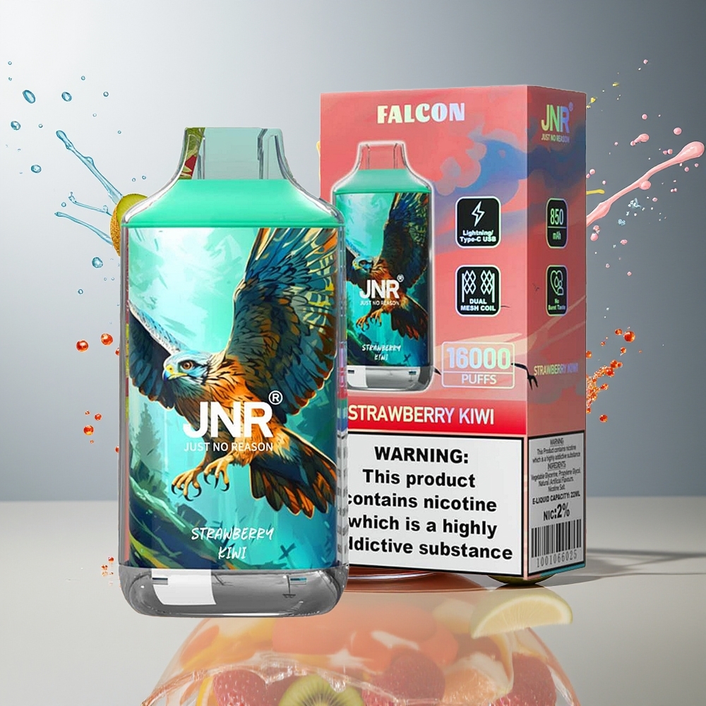 Finland tukku JNR Falcon 16000 Puffs 850 mAh Akku 22ml Nestemäärä Mansikka-kiivi